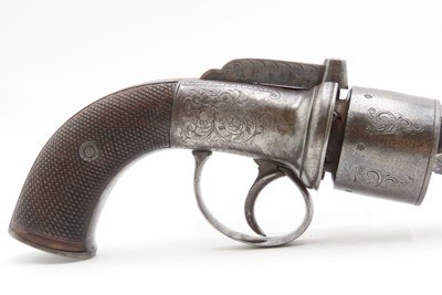 ENGRAVED Antique RICHARDS BAR HAMMER Transitional PERCUSSION DA RevolverMid 1800s DOUBLE ACTION .44 Caliber Firearm - Image 4 of 18