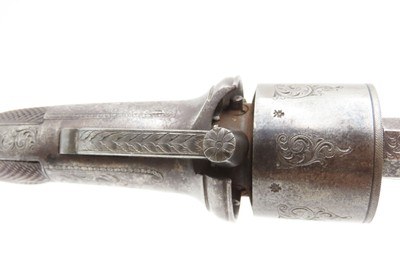 ENGRAVED Antique RICHARDS BAR HAMMER Transitional PERCUSSION DA RevolverMid 1800s DOUBLE ACTION .44 Caliber Firearm - Image 10 of 18