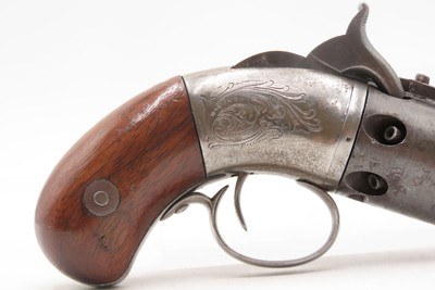 ENGRAVED Antique SPRINGFIELD ARMS Percussion WARNER PATENT Pocket RevolverLate 1850s CIVIL WAR Era Self Defense Weapon - Image 4 of 17