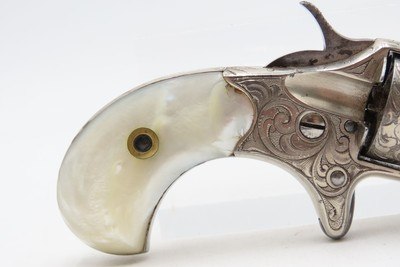 ENGRAVED Antique COLT “NEW LINE” .30 RF Pocket Revolver PEARL GRIPSWILD WEST/FRONTIER Hideout ETCHED PANEL Revolver - Image 11 of 15