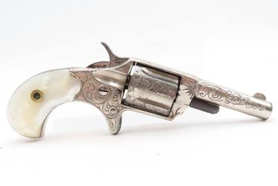 ENGRAVED Antique COLT “NEW LINE” .30 RF Pocket Revolver PEARL GRIPSWILD WEST/FRONTIER Hideout ETCHED PANEL Revolver - Image 9 of 15