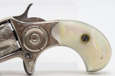 ENGRAVED Antique COLT “NEW LINE” .30 RF Pocket Revolver PEARL GRIPSWILD WEST/FRONTIER Hideout ETCHED PANEL Revolver - Image 12 of 15