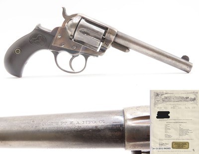 LETTERED Antique Engraved Gold COLT NEW LINE .41 RF Revolver w/PEARL GRIPSNEW YORK Shipped to SCHUYLER, HARTLEY & GRAHAM