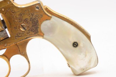 GOLD PLATED & Engraved SMITH & WESSON .32 Safety Hammerless DA Revolver C&R PEARL GRIPS “New Departure” 6-Shot LEMMON SQUEEZER - Image 13 of 18