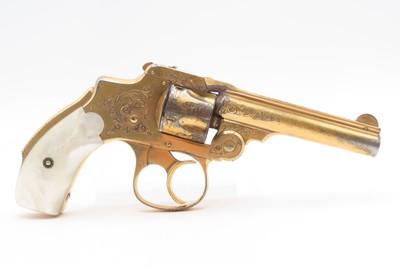 GOLD PLATED & Engraved SMITH & WESSON .32 Safety Hammerless DA Revolver C&R PEARL GRIPS “New Departure” 6-Shot LEMMON SQUEEZER