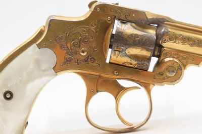 GOLD PLATED & Engraved SMITH & WESSON .32 Safety Hammerless DA Revolver C&R PEARL GRIPS “New Departure” 6-Shot LEMMON SQUEEZER - Image 8 of 18