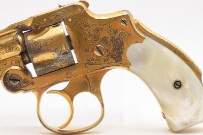 GOLD PLATED & Engraved SMITH & WESSON .32 Safety Hammerless DA Revolver C&R PEARL GRIPS “New Departure” 6-Shot LEMMON SQUEEZER - Image 15 of 18