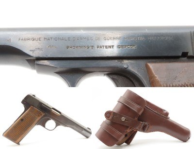 Belgian GERMAN OCCUPATION Fabrique National M1922 THIRD REICH C&R w/HOLSTER SEMI-AUTO w/“EAGLE/140” & “EAGLE/SWASTIKA” Proofed
