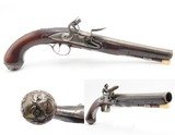 Mid-1700s SILVER MOUNTED Antique I. SMITH British FLINTLOCK Coat Pistol1750s-60s Handgun with SILVER GROTESQUE MASK