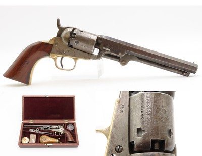 Nice CASED Pre-CIVIL WAR Antique COLT M1849 .31 Percussion POCKET Revolver1853 Mfg. WILD WEST Six-Shooter w/ACCESSORIES - Image 1 of 20