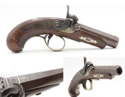 Scarce GOLD BANDED Antique C. SUTER Copyist DERRINGER Percussion PistolSELMA, ALABAMA Period Copy Henry Deringer’s Pistol - Image 1 of 16