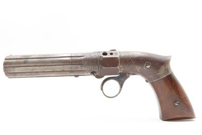 Scarce ANTEBELLUM Pre-Civil War ROBBINS & LAWRENCE Ring Trigger PEPPERBOXLEONARD’S PATENT Pistol with RARE BOX - Image 20 of 21