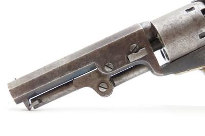 CASED c1853 mfg. LONDON MODEL Antique COLT M1849 Percussion POCKET Revolver EARLY PRODUCTION Serial Number “73” - Image 6 of 20