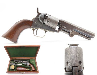 CASED c1853 mfg. LONDON MODEL Antique COLT M1849 Percussion POCKET Revolver EARLY PRODUCTION Serial Number “73”