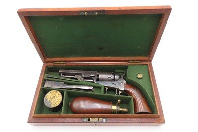 CASED c1853 mfg. LONDON MODEL Antique COLT M1849 Percussion POCKET Revolver EARLY PRODUCTION Serial Number “73” - Image 8 of 20