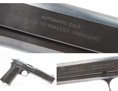 Scarce 1909 Mfr. COLT M1902 Semi-Automatic .38 ACP “MILITARY” Pistol C&R1 of 18,068 Manufactured; Designed by JOHN BROWNING