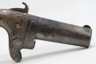 CIVIL WAR Era Antique MOORE’S PATENT FIREARMS All Metal No. 1 .41 Derringer 1 of 3,000 SILVER PLATED & BEAUTIFULLY ENGRAVED - Image 8 of 16