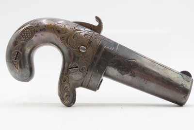 CIVIL WAR Era Antique MOORE’S PATENT FIREARMS All Metal No. 1 .41 Derringer 1 of 3,000 SILVER PLATED & BEAUTIFULLY ENGRAVED - Image 6 of 16