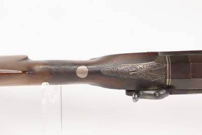 ENGRAVED English Antique ANN PATRICK 12 g. Percussion Single Barrel FOWLEREarly/Mid-1800s Large Bore w/PLATINUM INLAID BANDS - Image 16 of 25