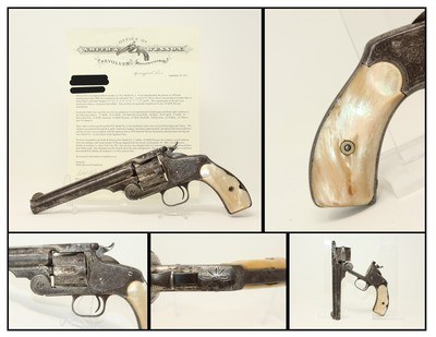 LETTERED, ENGRAVED S&W No. 3 .44 RUSSIAN Revolver Sent to Hartley & Graham, Engraved w Pearl Grips! - Image 1 of 19