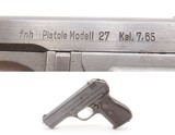 THIRD REICH World War II “fnh” Code GERMAN OCCUPIED Czech CZ M27 Pistol C&R “WaA76” Proofed Czechoslovakian SEMI-AUTOMATIC - 1 of 20