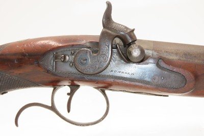 Antique ENGRAVED PAIR British RUMBOLD Percussion DUELING/OFFICER’S PistolsInscribed GOLD & SILVER ACCENTED Conversion Pistols - Image 22 of 25