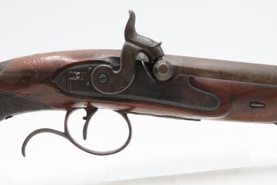 Antique ENGRAVED PAIR British RUMBOLD Percussion DUELING/OFFICER’S PistolsInscribed GOLD & SILVER ACCENTED Conversion Pistols - Image 20 of 25