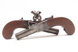 Engraved CASED BRACE of British BANNER Antique Boxlock FLINTLOCK PistolsWith WOODEN CASE, TWO FLINTS, & PICK/SCREWDRIVER - 4 of 25