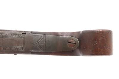 Engraved CASED BRACE of British BANNER Antique Boxlock FLINTLOCK PistolsWith WOODEN CASE, TWO FLINTS, & PICK/SCREWDRIVER - Image 22 of 25