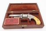CASED & ENGRAVED Antique SMITH & WESSON Number 1-1/2 WILD WEST .32 Revolver FRONTIER .32 Caliber RF Spur Trigger w/IVORY GRIPS - 3 of 19