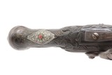 PAIR of ENGRAVED & SILVER INLAID Antique Ornate CAUCASIAN Flintlock Pistols OTTOMAN Early 18th Century DRAGOON Horse Pistols - Image 13 of 25
