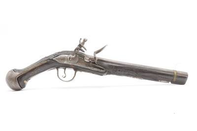 PAIR of ENGRAVED & SILVER INLAID Antique Ornate CAUCASIAN Flintlock Pistols OTTOMAN Early 18th Century DRAGOON Horse Pistols - Image 18 of 25