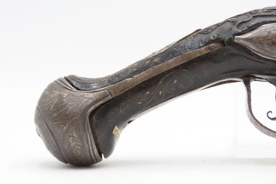 PAIR of ENGRAVED & SILVER INLAID Antique Ornate CAUCASIAN Flintlock Pistols OTTOMAN Early 18th Century DRAGOON Horse Pistols - Image 25 of 25