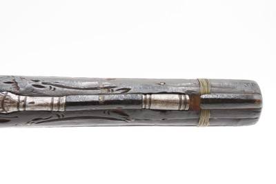 PAIR of ENGRAVED & SILVER INLAID Antique Ornate CAUCASIAN Flintlock Pistols OTTOMAN Early 18th Century DRAGOON Horse Pistols - Image 9 of 25