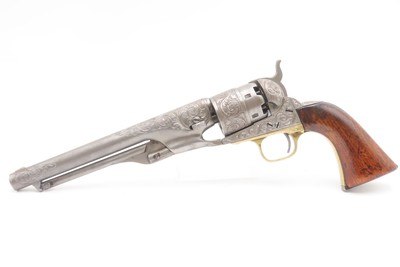 1863 mfr. ENGRAVED Antique CIVIL WAR Antique COLT M1860 .44 Percussion ARMY ENGRAVER RACHEL WELLS w/ SHOULDER STOCK - Image 13 of 25