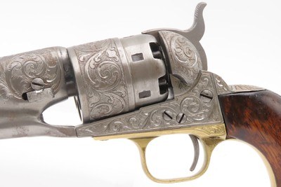 1863 mfr. ENGRAVED Antique CIVIL WAR Antique COLT M1860 .44 Percussion ARMY ENGRAVER RACHEL WELLS w/ SHOULDER STOCK - Image 8 of 25