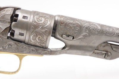 1863 mfr. ENGRAVED Antique CIVIL WAR Antique COLT M1860 .44 Percussion ARMY ENGRAVER RACHEL WELLS w/ SHOULDER STOCK - Image 21 of 25