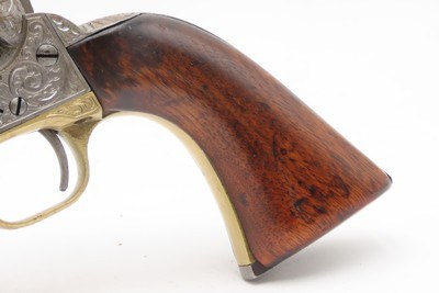 1863 mfr. ENGRAVED Antique CIVIL WAR Antique COLT M1860 .44 Percussion ARMY ENGRAVER RACHEL WELLS w/ SHOULDER STOCK - Image 15 of 25