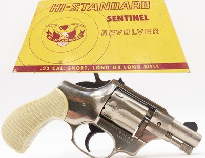 1960s 9-SHOT HIGH STANDARD R103 Sentinel .22 S, L, LR Revolver NICKEL C&R With Original Matching Box! - Image 1 of 20