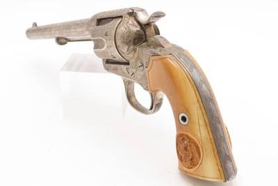 1905 ENGRAVED, SILVER PLATED COLT Bisley SAA .32-20 WCF Revolver C&R CARVED EAGLE & SNAKE IVORY GRIPS - Image 17 of 25