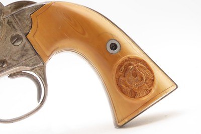 1905 ENGRAVED, SILVER PLATED COLT Bisley SAA .32-20 WCF Revolver C&R CARVED EAGLE & SNAKE IVORY GRIPS - Image 23 of 25