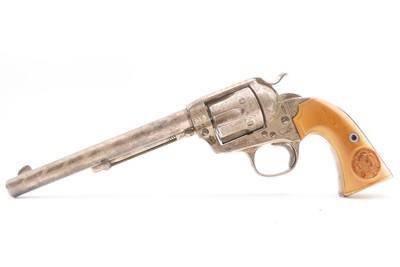 1905 ENGRAVED, SILVER PLATED COLT Bisley SAA .32-20 WCF Revolver C&R CARVED EAGLE & SNAKE IVORY GRIPS - Image 6 of 25