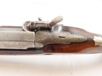 BANK NOTE ENGRAVED English GLENTON Antique SILVER INLAID Percussion PistolBritish SELF DEFENSE Pistol Made Circa 1840 - Image 9 of 18