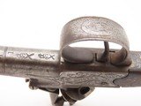 PAIR of SILVER WIRE INLAID British KNIGHT Antique Boxlock FLINTLOCK Pistols MATCHING BRACE of ENGRAVED SELF DEFENSE Pocket Guns - 5 of 25