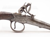 PAIR of SILVER WIRE INLAID British KNIGHT Antique Boxlock FLINTLOCK Pistols MATCHING BRACE of ENGRAVED SELF DEFENSE Pocket Guns - 7 of 25