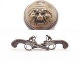 PAIR of SILVER WIRE INLAID British KNIGHT Antique Boxlock FLINTLOCK Pistols MATCHING BRACE of ENGRAVED SELF DEFENSE Pocket Guns - 1 of 25