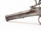 PAIR of SILVER WIRE INLAID British KNIGHT Antique Boxlock FLINTLOCK Pistols MATCHING BRACE of ENGRAVED SELF DEFENSE Pocket Guns - 13 of 25