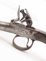 PAIR of SILVER WIRE INLAID British KNIGHT Antique Boxlock FLINTLOCK Pistols MATCHING BRACE of ENGRAVED SELF DEFENSE Pocket Guns - 21 of 25
