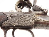 PAIR of SILVER WIRE INLAID British KNIGHT Antique Boxlock FLINTLOCK Pistols MATCHING BRACE of ENGRAVED SELF DEFENSE Pocket Guns - 15 of 25