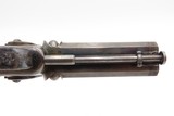 English ENGRAVED Antique BLANCH DOUBLEBARREL Percussion Pistol SNAP BAYONET With Custom Fitted Wooden Case - Image 6 of 17